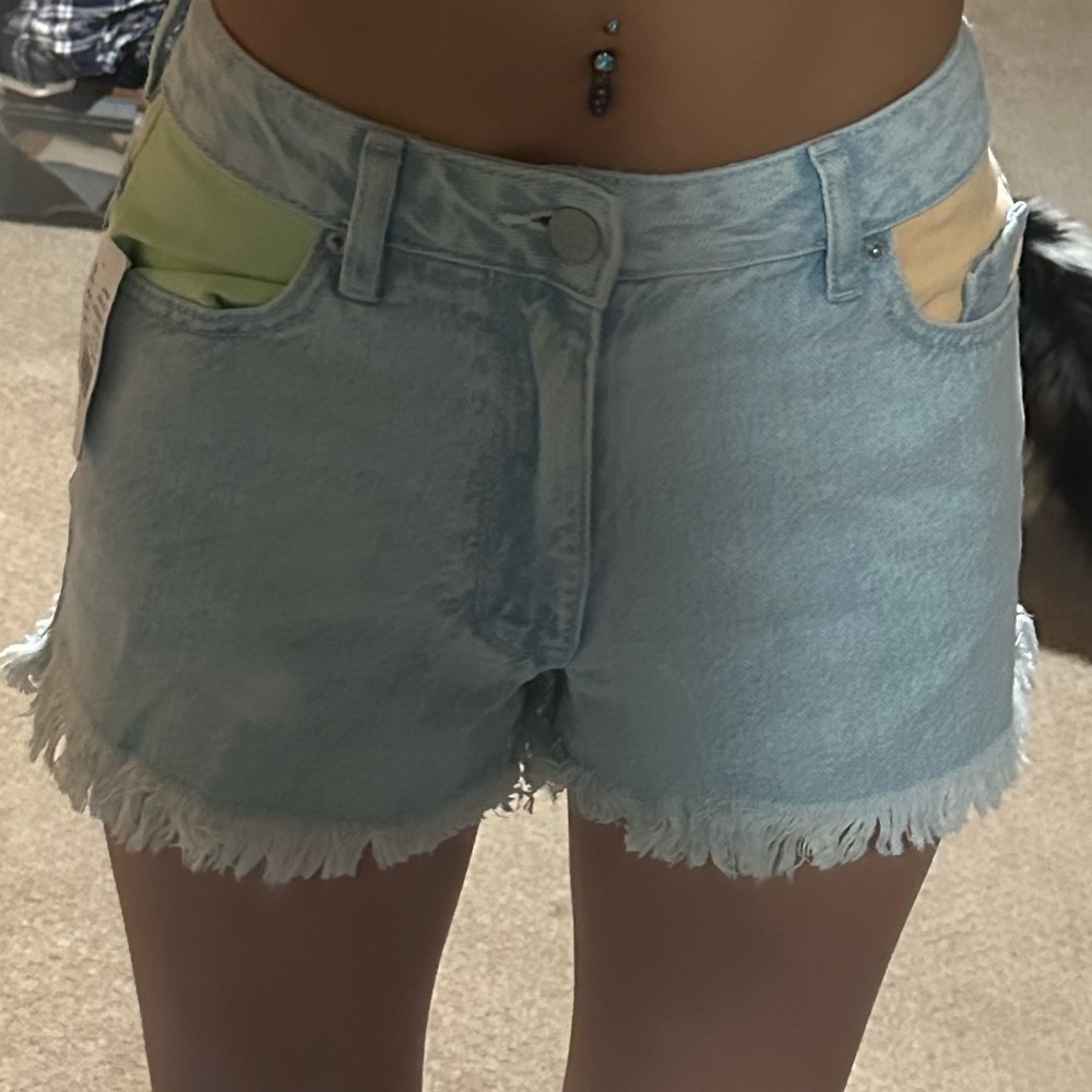 Brand new adorable colorblock festival jean shorts
